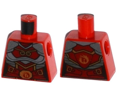 Torso Ninjago Female Samurai Armor with Gold Buckles and Flames Pattern