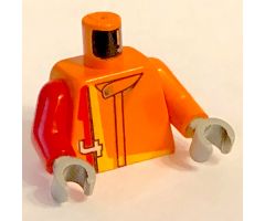 Torso Racers Number 4 with Red and Yellow Stripe Pattern / Orange Arm Left / Red Arm Right / Dark Gray Hands