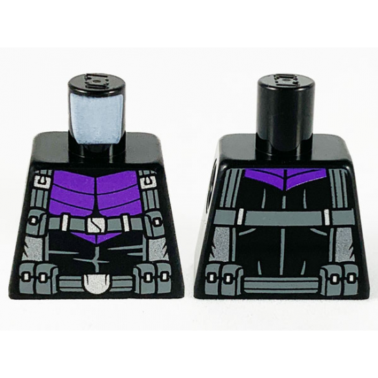 Torso Armor, Dark Purple Panels, Dark Bluish Gray Suspenders and Belts with Silver Buckles Pattern