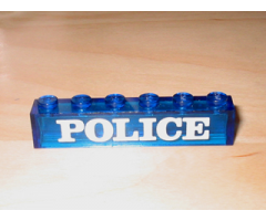 Brick 1 x 6 without Bottom Tubes with White 'POLICE' Serif Pattern