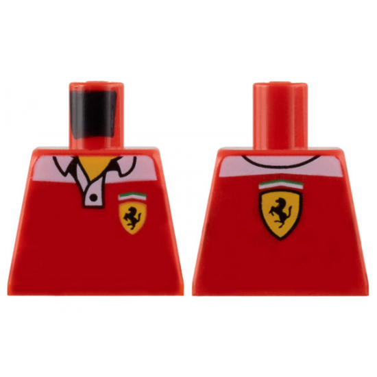 Torso Speed Champions Polo Shirt with Ferrari Logo on Front and Back Pattern