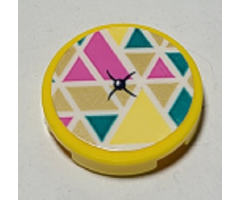 Tile, Round 2 x 2 with Bottom Stud Holder with Cushion with Triangles and Button Pattern (Sticker) - Set 41392