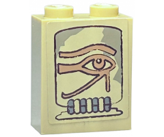 Brick 1 x 2 x 2 with Inside Stud Holder with Eye of Horus Pattern (Sticker) - Set 7327