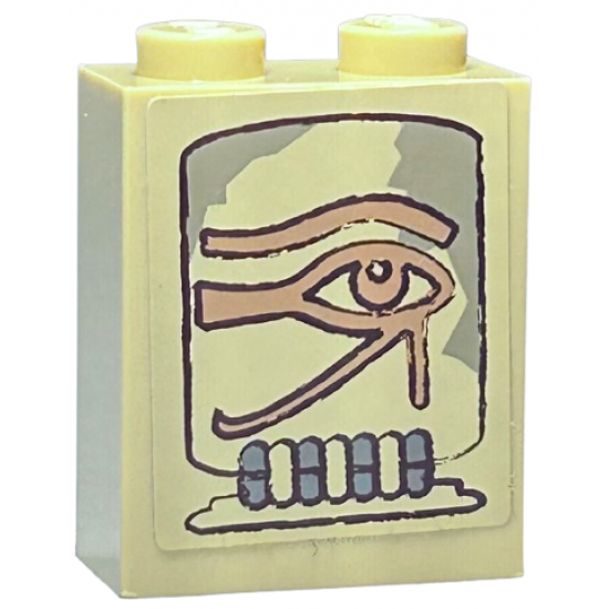 Brick 1 x 2 x 2 with Inside Stud Holder with Eye of Horus Pattern (Sticker) - Set 7327