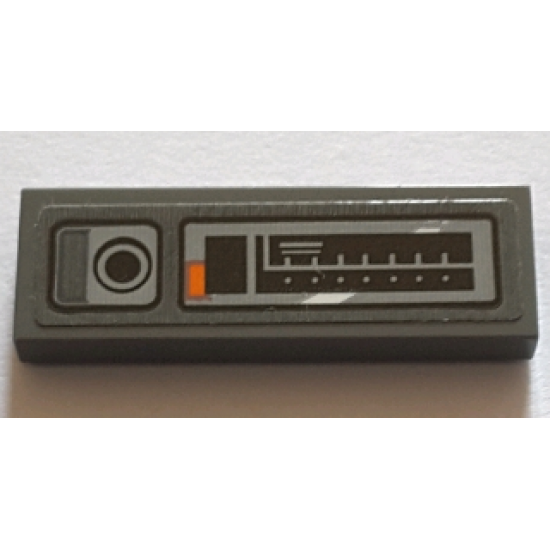 Tile 1 x 3 with Control Panel and Black Button Pattern Model Left Side (Sticker) - Set 75144
