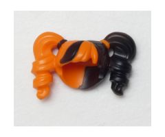 Minifigure, Hair Female Pigtails High Bouncy, Hole on Top with Black Hair on Left Side and Black Tie on Right Side Pattern