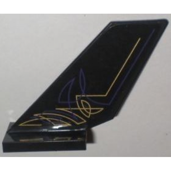 Tail Shuttle with Purple and Gold Geometric Lines Pattern on Left Side (Sticker) - Set 5984