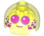 Brick, Round 2 x 2 Dome Top with Dark Pink Eyes with Metallic Pink Outlines and Mouth Pattern