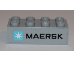 Brick 2 x 4 with Maersk Logo on Light Bluish Gray Background Pattern (Sticker) - Set 10241