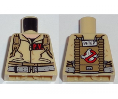 Torso Ghostbusters Jumpsuit with 'P.V.' ID Badge and 'PETER' on Reverse Pattern