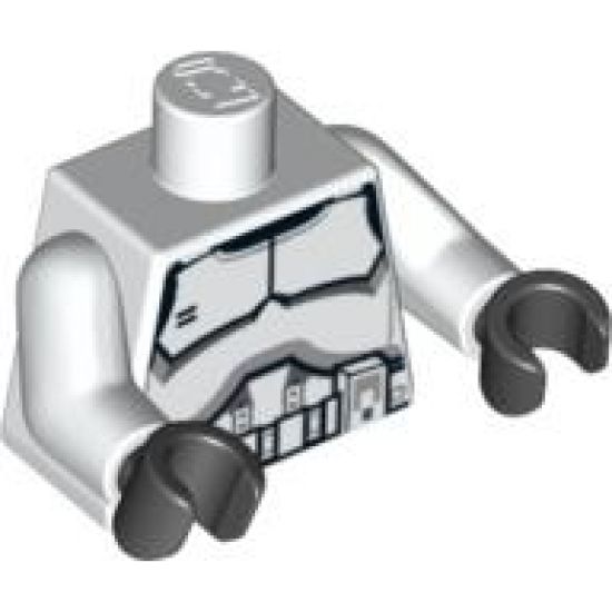 Torso SW Armor Clone Trooper Black Belt and Gray Neckline Pattern / White Arms / Black Hands