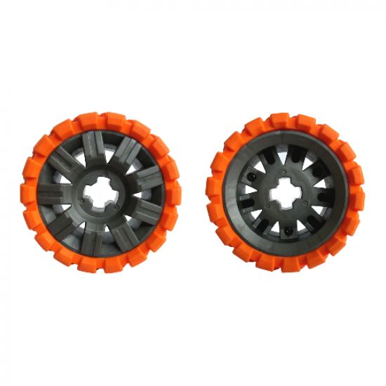 Wheel & Tire Assembly 60 x 34 with Orange Tire 81 x 40 Balloon Offset Tread