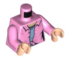 Torso Female Open Shirt with Lavender Undershirt Pattern / Bright Pink Arms / Light Nougat Hands