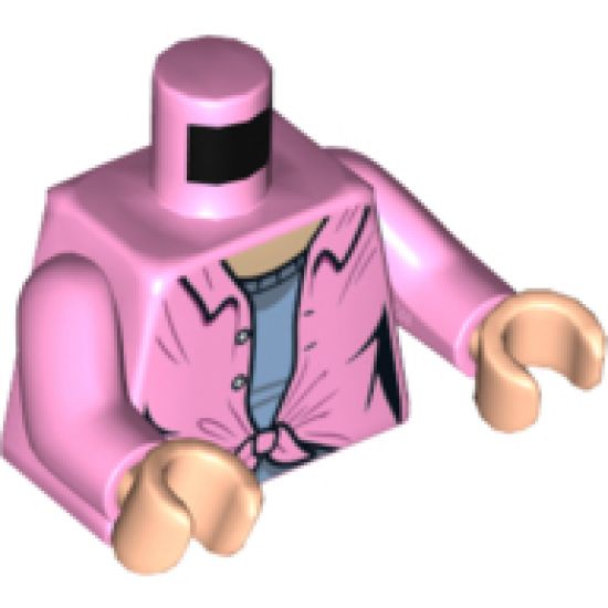 Torso Female Open Shirt with Lavender Undershirt Pattern / Bright Pink Arms / Light Nougat Hands