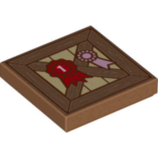 Tile 2 x 2 with Wooden Fence and Red 1st Place Ribbon Pattern