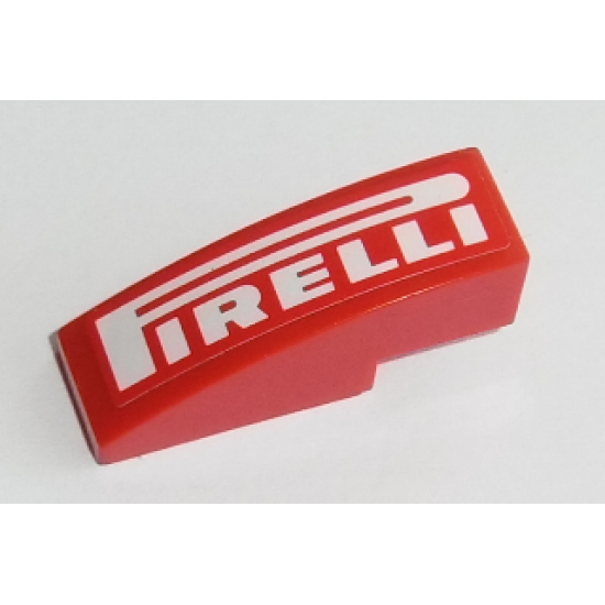 Slope, Curved 3 x 1 with White 'PIRELLI' on Red Background Pattern (Sticker) - Set 8143
