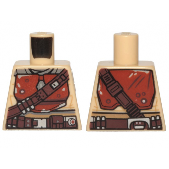 Torso SW Mandalorian Armor Reddish Brown Plates with Dark Brown Bandolier and Utility Belt Pattern (Din Djarin)