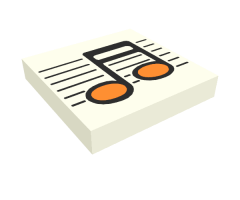 Tile 2 x 2 with Black / Orange Music Note Pattern