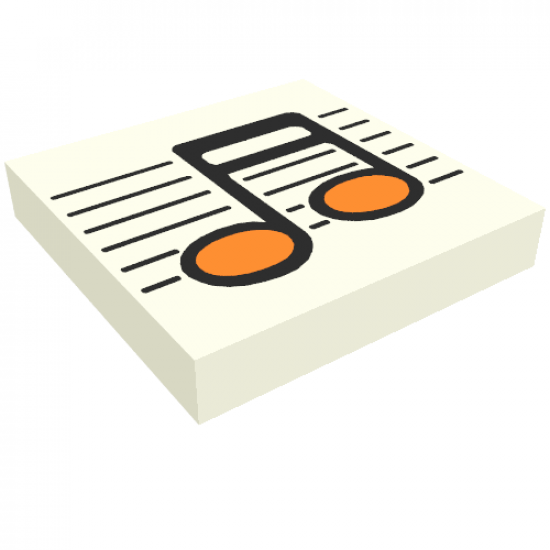 Tile 2 x 2 with Black / Orange Music Note Pattern