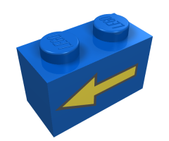 Brick 1 x 2 with Yellow Left Arrow and Black Border Pattern