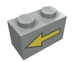 Brick 1 x 2 with Yellow Left Arrow and Black Border Pattern