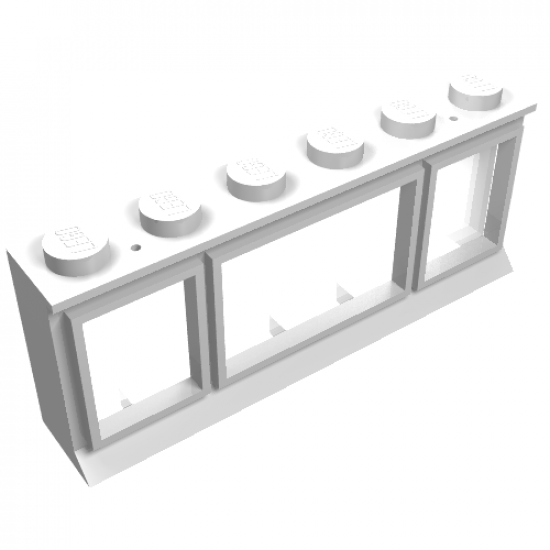 Window 1 x 6 x 2 with Extended Lip and Solid Studs, with Fixed Glass
