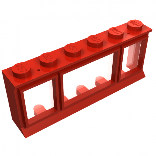 Window 1 x 6 x 2 with Extended Lip and Solid Studs, with Fixed Glass