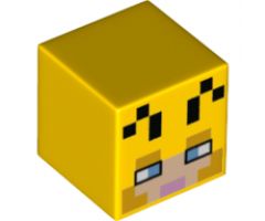 Minifigure, Head, Modified Cube with Minecraft Beekeeper Face Pattern