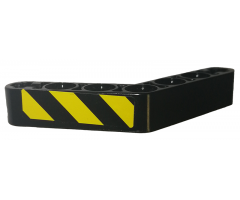 Technic, Liftarm 1 x 7 Bent (4 - 4) Thick with Black and Yellow Danger Stripes Pattern Facing End (Sticker) - Set 9397