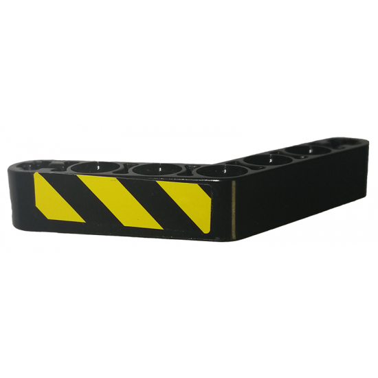 Technic, Liftarm 1 x 7 Bent (4 - 4) Thick with Black and Yellow Danger Stripes Pattern Facing End (Sticker) - Set 9397