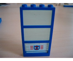 Window 1 x 4 x 6 Frame with 3 Panes, Fixed Glass with Trans-Light Blue Glass with Coast Guard Logo Pattern (Sticker) - Set 6338