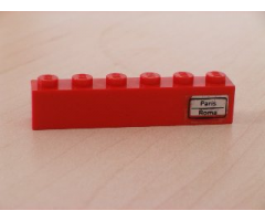 Brick 1 x 6 with 'Paris - Roma' Right Pattern (Sticker) - Set 7740