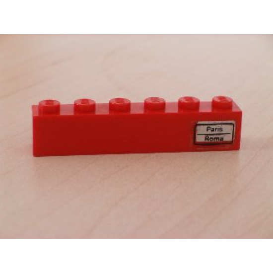Brick 1 x 6 with 'Paris - Roma' Right Pattern (Sticker) - Set 7740