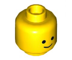 Minifigure, Head Dual Sided Black Standard Eyes, Smile with Tongue / Standard Grin Pattern (Benny) - Hollow Stud