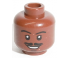 Minifigure, Head Moustache Thin Split, Smile, Eyebrows, Eyes with White Pupils Pattern (SW Lando) - Hollow Stud