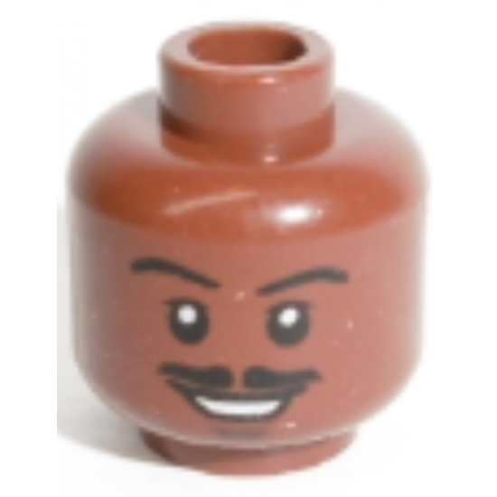 Minifigure, Head Moustache Thin Split, Smile, Eyebrows, Eyes with White Pupils Pattern (SW Lando) - Hollow Stud
