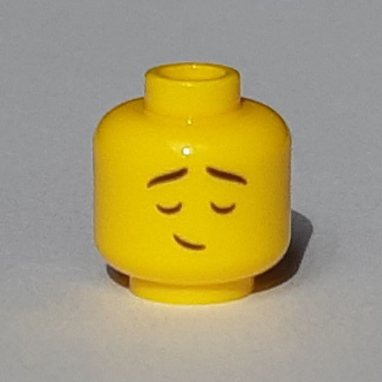 Minifigure, Head Dual Sided Child Black Eyebrows, Raised Right Eyebrow / Eyes Closed Raised Eyebrows Pattern - Hollow Stud
