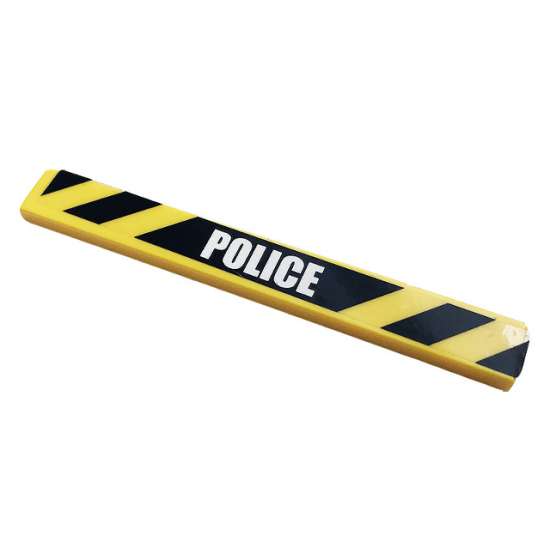 Tile 1 x 8 with 'POLICE' and Black and Yellow Danger Stripes Pattern (Sticker) - Set 60141