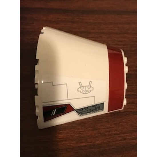 Cone Half 10 x 5 x 6 with SW Dark Red Stripe, Cockpit Window and Machinery Pattern Model Left Side (Stickers) - Set 75244