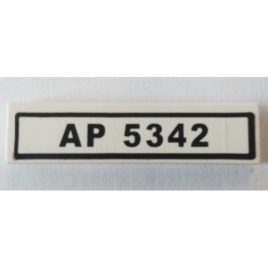 Tile 1 x 4 with 'AP 5342' License Plate Pattern (Sticker) - Set 8289