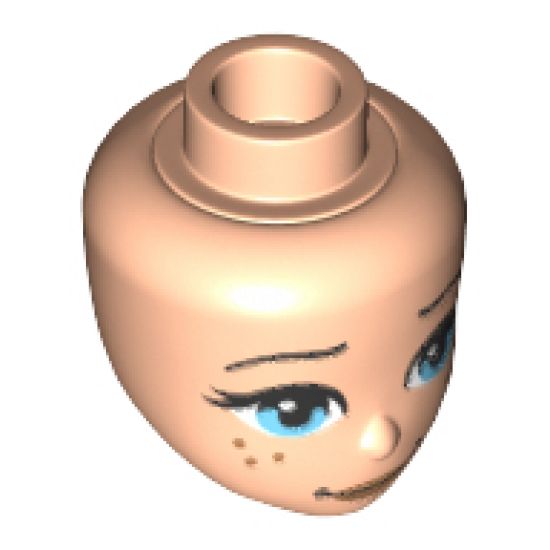 Mini Doll, Head Friends with Medium Azure Eyes, Freckles, Dark Tan Lips and Slightly Crooked Smile Pattern