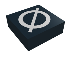 Tile 1 x 1 with Silver Capital Letter O with Stroke (Ø) Pattern