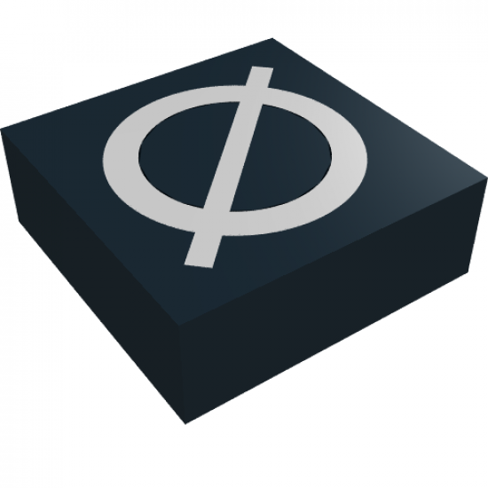 Tile 1 x 1 with Silver Capital Letter O with Stroke (Ø) Pattern