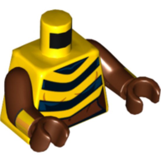 Torso Female, 3 Black Chevron Stripes, Reddish Brown Midriff Pattern / Reddish Brown Arms with Yellow and Bright Light Orange Cuffs Pattern / Reddish Brown Hands