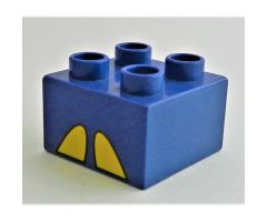 Duplo, Brick 2 x 2 with 2 Yellow Angled Half Ellipses Pattern