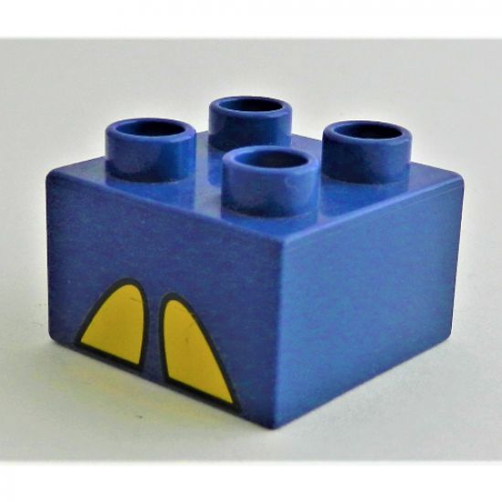 Duplo, Brick 2 x 2 with 2 Yellow Angled Half Ellipses Pattern