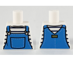 Torso Shirt with Black Stripes and Medium Blue Overalls Pattern