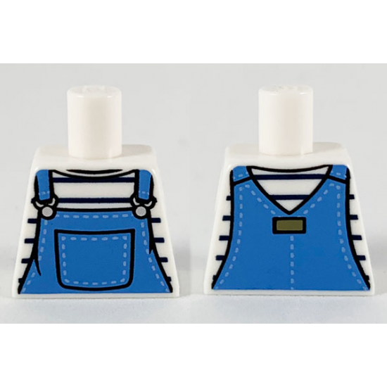 Torso Shirt with Black Stripes and Medium Blue Overalls Pattern
