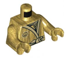 Torso Ninjago Robe with White Sash Pattern / Pearl Gold Arms / Pearl Gold Hands