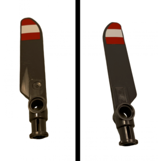 Technic Rotor Blade Small with Axle and Pin Connector End with Red and White Stripes Pattern on Both Sides (Stickers) - Set 9396